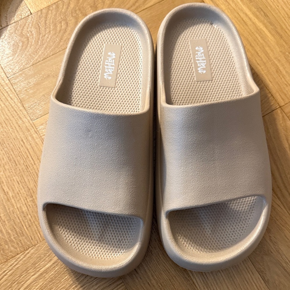 Beige Slide Sandals